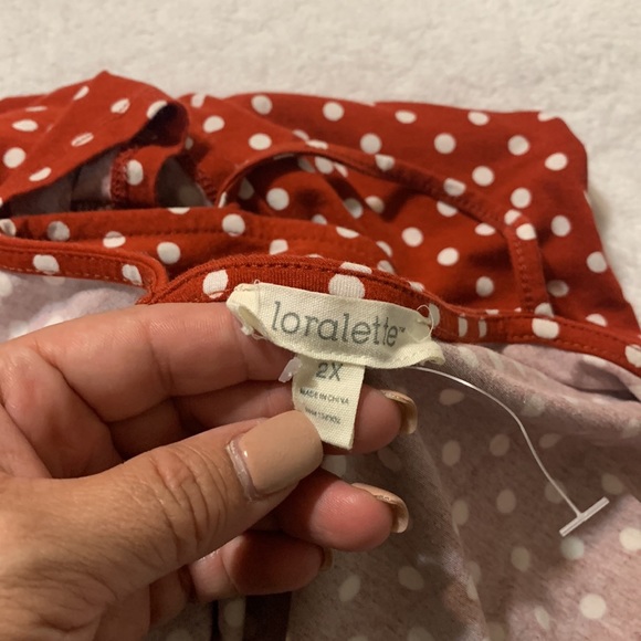 Loretta red and white polka dot mid lower thigh dress - Picture 6 of 8